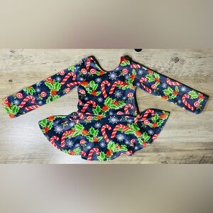 Beautiful Velvet Festive Candy Cane Baby Holiday Dress-  Size 6/9 Months